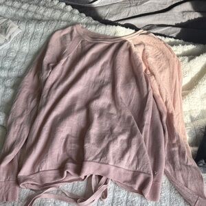 Pink Knit lululemon tie back Sweater
